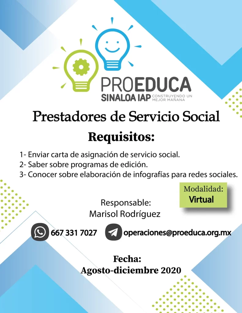 Convocatoria para realizar servicio social en ProEduca México IAP